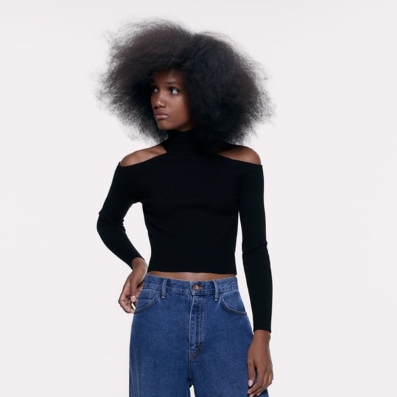 Zara - Cold Shoulder Sweater Top - Picture 1 of 4